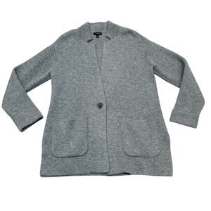 Talbots Gray Grey Lamb’s Wool Blend Cardigan Sweater Blazer Size SP Petite
